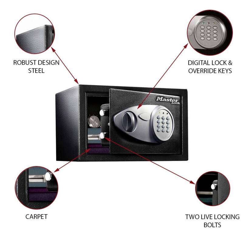 Master Lock 16.44L Medium Digital Combination Safe, Black & Grey - 0049074025700
