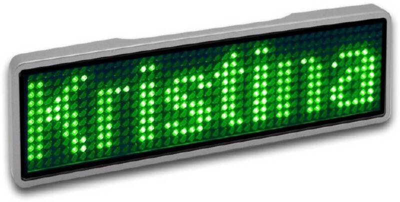 Sertronics LED-Namensschild Namensanzeige grün 44x11 Pixel Magnet Pin 125907 - 4251266759072