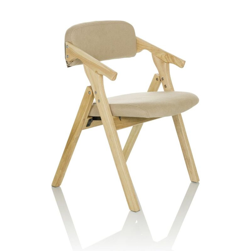 hjh OFFICE Besucherstuhl Klappstuhl SCANDIO Holzrahmen Beige Stoff  - 4064323035008