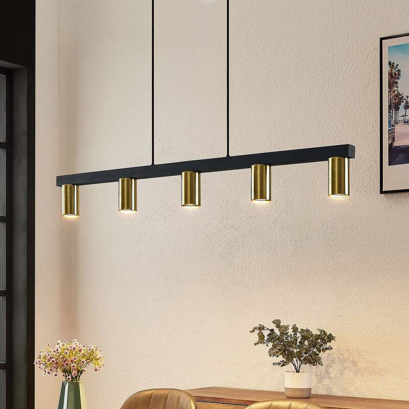 Lindby Pendelleuchte Hängelampe Baliko messing schwarz Esstischlampe Licht LED - 4251911706451
