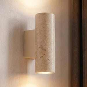B-Ware Lucande Wandleuchte Tavira Travertin Beige Up Down dimmbar 7x23x11 cm