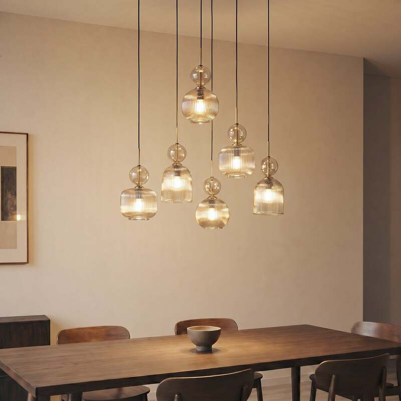 TK Lighting Hängelampe Pendelleuchte Sophia Glas Metall schwarz cognac E14 LED - 5906135110445