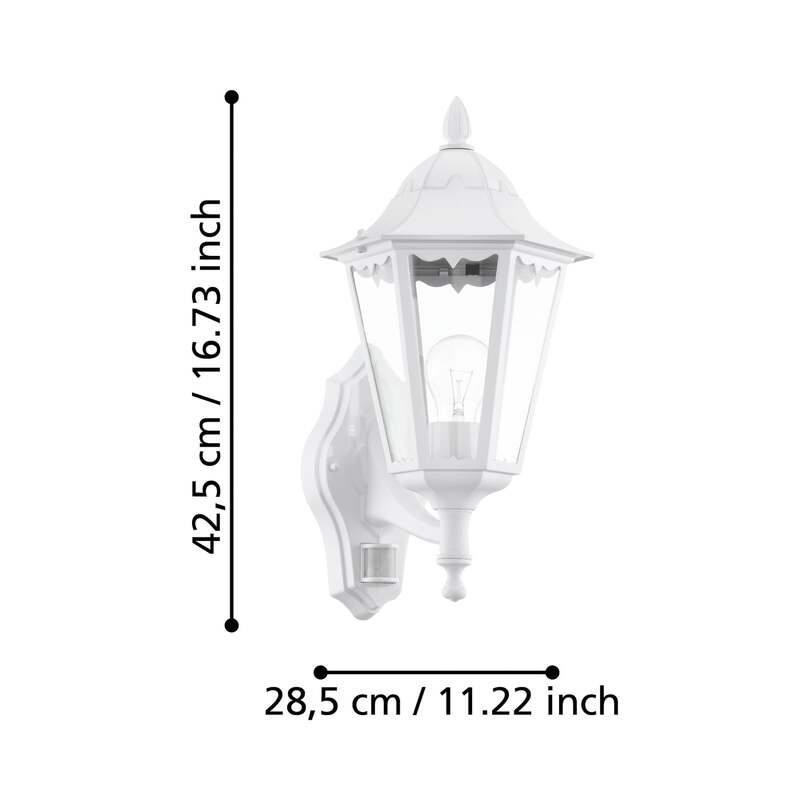 Eglo Außenlampe Gartenleuchte Navedo LED Wandleuchte mit Sensor weiß 42cm - 9002759934477