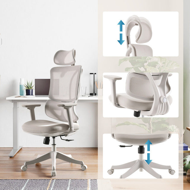 MyBuero Ergomy Colore Bürostuhl beige 3D Netzstoff höhenverstellbar 120kg - 4064323108214