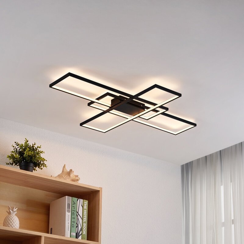 Lindby Deckenleuchte Lampe LED schwarz Metall dimmbar Tetson - 8502193175568
