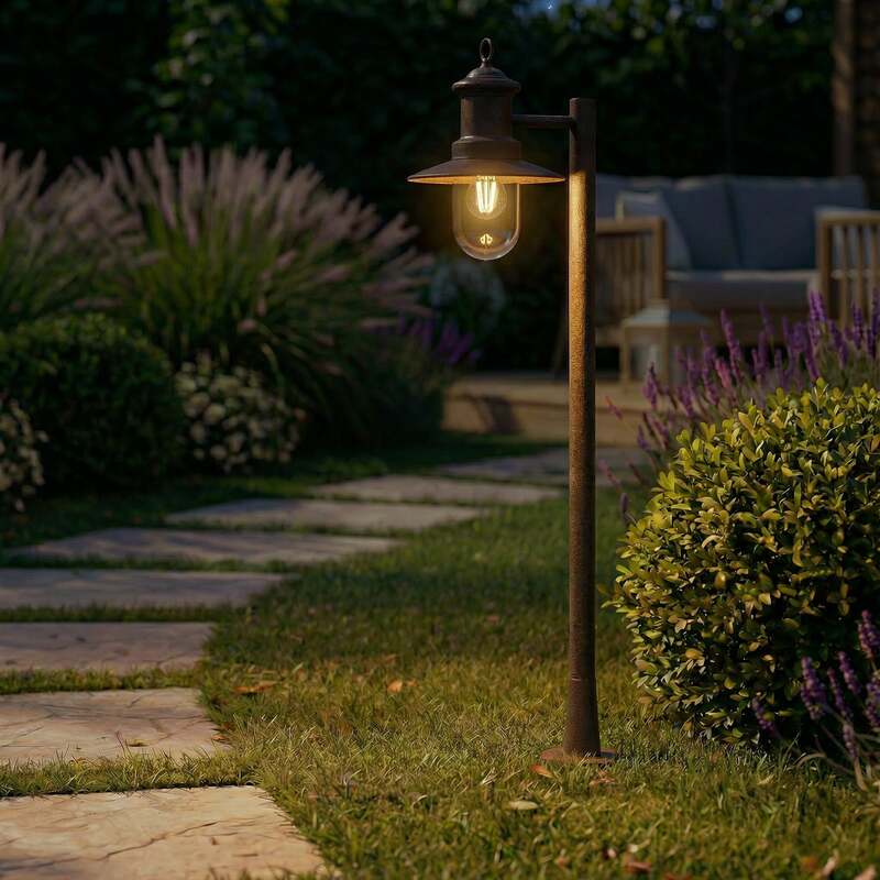 Lindby Wegeleuchte Eloretta LED Gartenlampe rost Stahl 110cm IP44 E27 dimmbar - 4255830909078