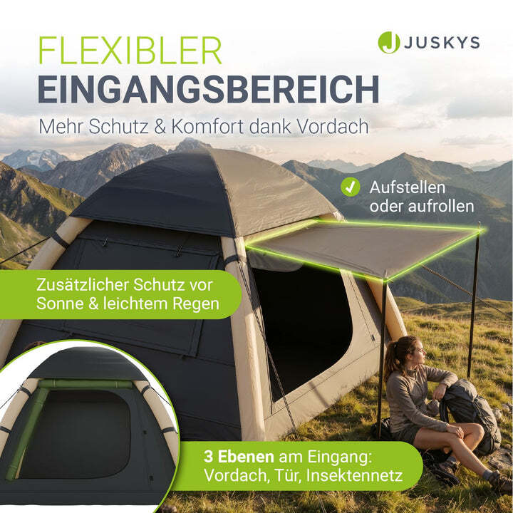 Campingzelt aufblasbar für 1-4 Personen Luftzelt wasserdicht 30 Sekunden Aufbau - 4262437187693