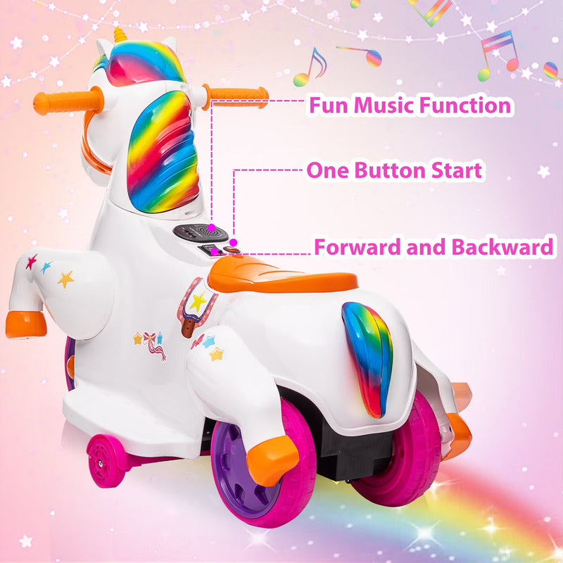 Sandinrayli Kinderfahrzeug Kinderauto Elektrofahrzeug Einhorn Kunststoff Musik - 6974129112194