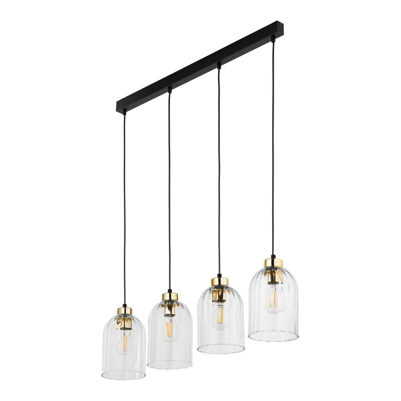 Glas-Hängeleuchte Satipo vierflammig transparent Deckenlampe Deckenleuchte Lampe - 5901780556280