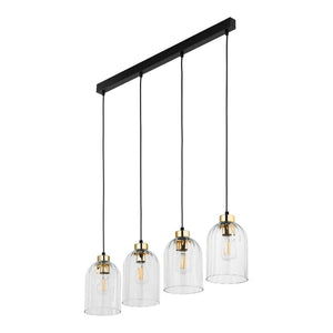 B-Ware Glas-Hängeleuchte Satipo vierflammig transparent Deckenlampe Deckenleuchte Lampe