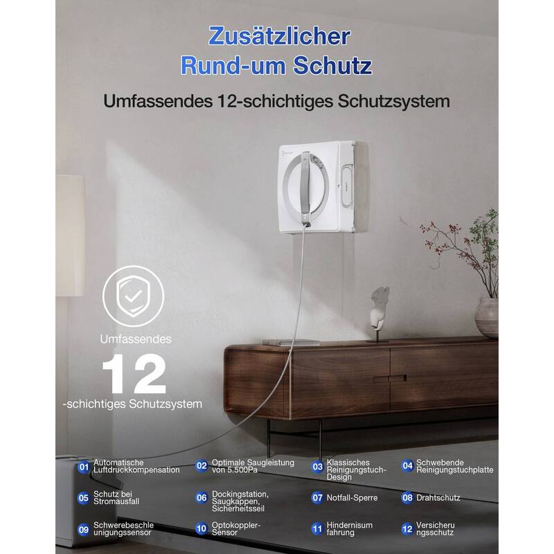 ECOVACS Fensterreinigungsroboter Fensterputzroboter W2 PRO OMNI Weiß Glas - 6970135033836