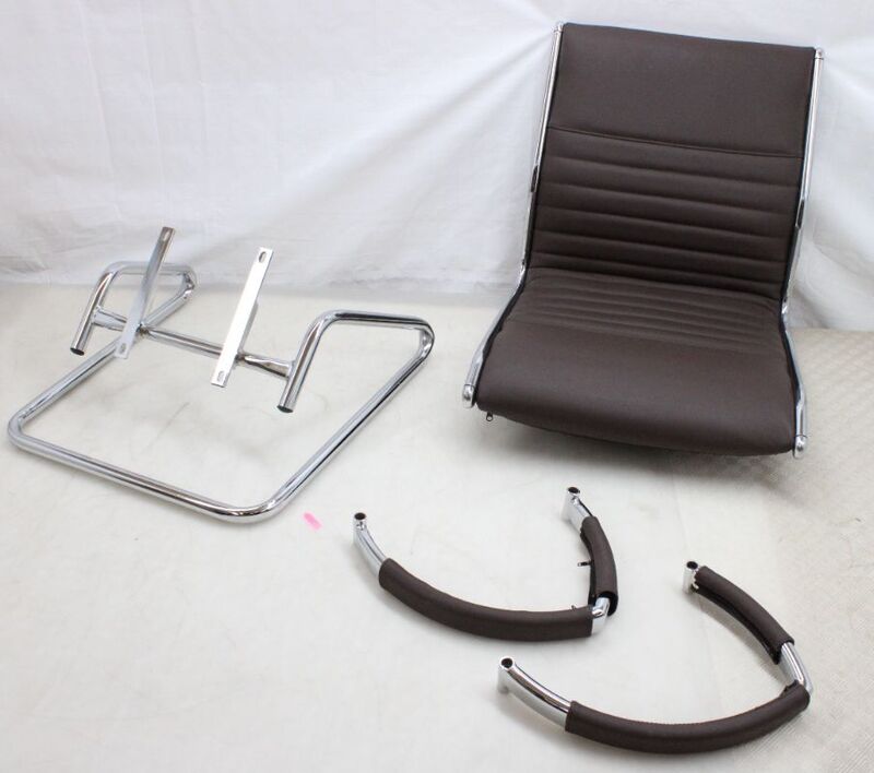 Hjh OFFICE Freischwingerstuhl PARMA V Leder braun mit Armlehnen Chrom - 4260182538548