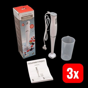 3x B-Ware GourmetMaxx Stabmixer Pürierstab Handmixer 400W Mixer Küchenhelfer Weiß 700ml