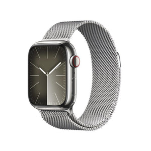 B-Ware Apple Watch Uhr Smartwatch S9 LTE 45 mm Stahl Silber GPS 64 GB OLED Onesize