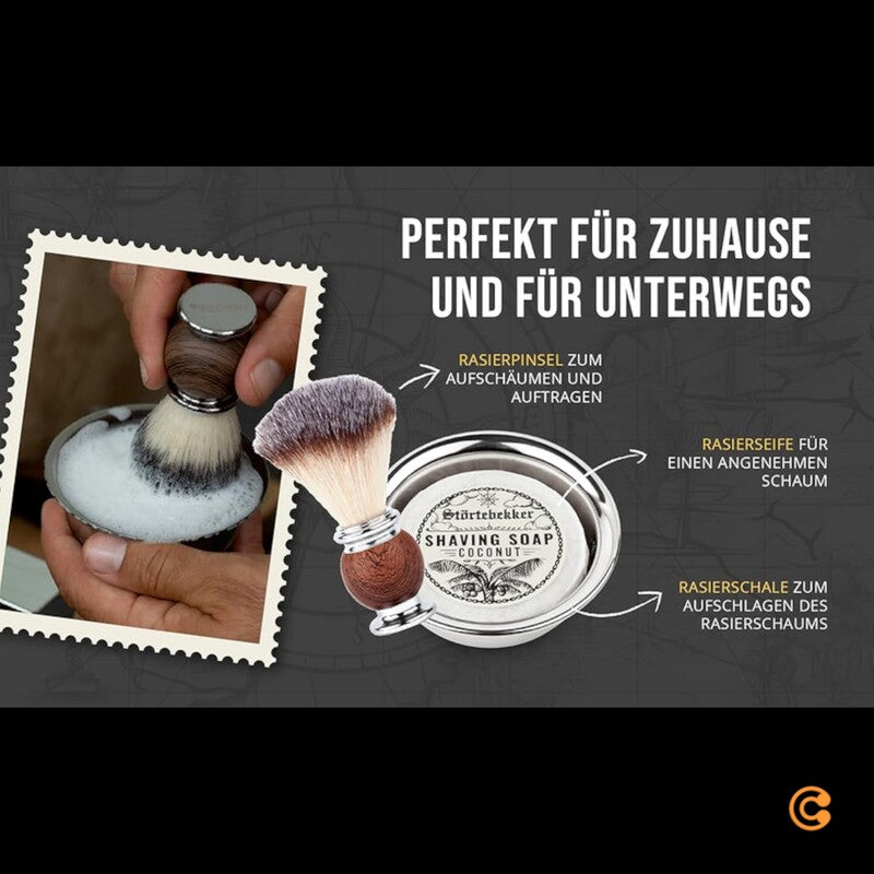 Störtebekker Rasierpinselset Rasierbürste Rasur Set Edelstahl SIEHE TEXT/FOTO156 - 4260554490153