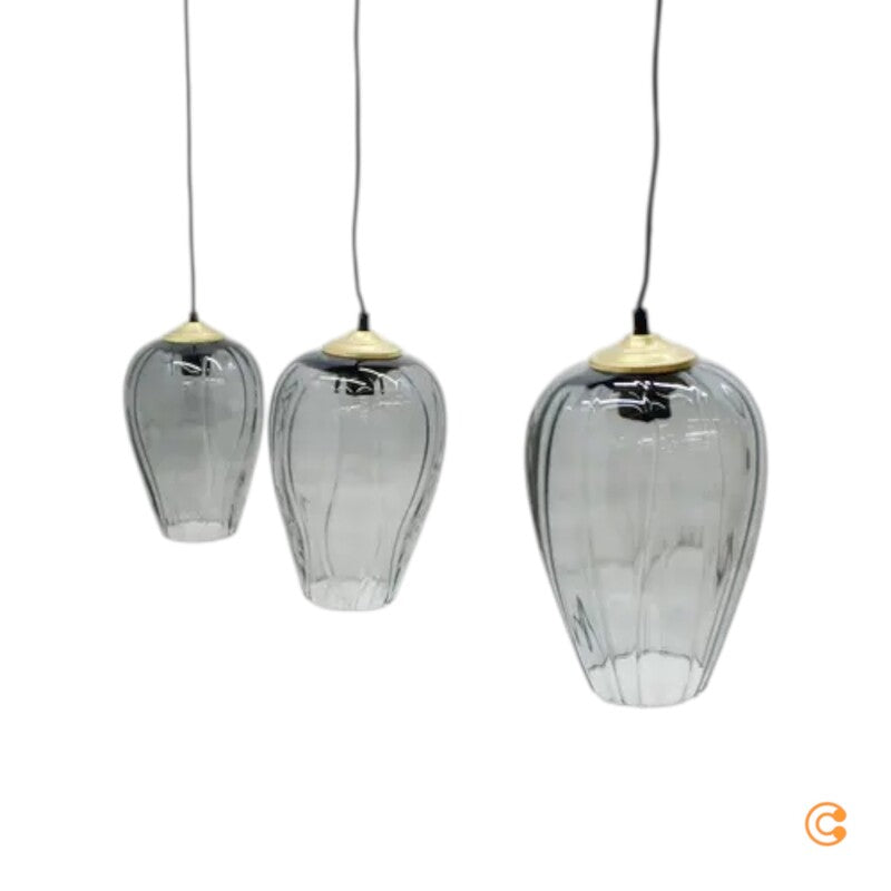 Solbika Lighting Pendelleuchte Linkeus II, Glasgrau, 3 Lichtquellen - 5904496316087