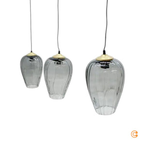 B-Ware Solbika Lighting Pendelleuchte Linkeus II, Glasgrau, 3 Lichtquellen