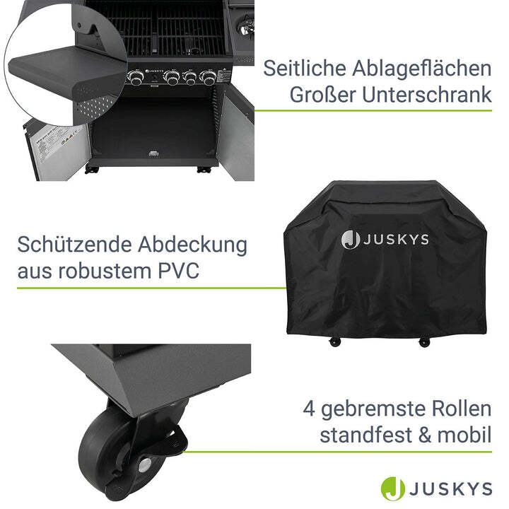 BBQ Gasgrill Savannah Grillwagen 4 Hauptbrenner 1 Seitenbrenner anthrazit grau - 4262437181202