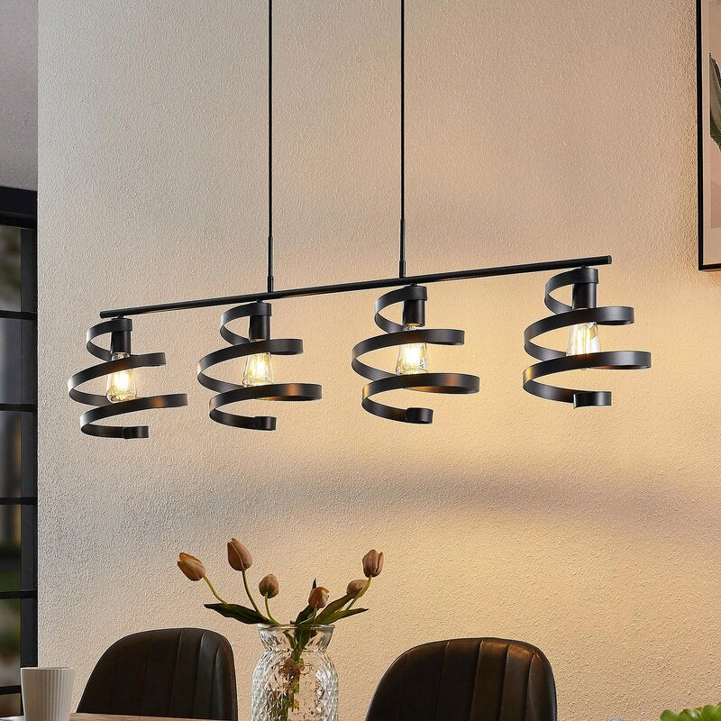 Lindby Colten Hängeleuchte Pendelleuchte Deckenlampe Lampe 4-flammig schwarz823 - 4251911730951