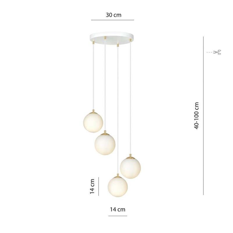 Hängeleuchte Royal 4-flg opalweiß/weiß Glas E14 dimmbar 100cm max Abhängung - 5901738926158