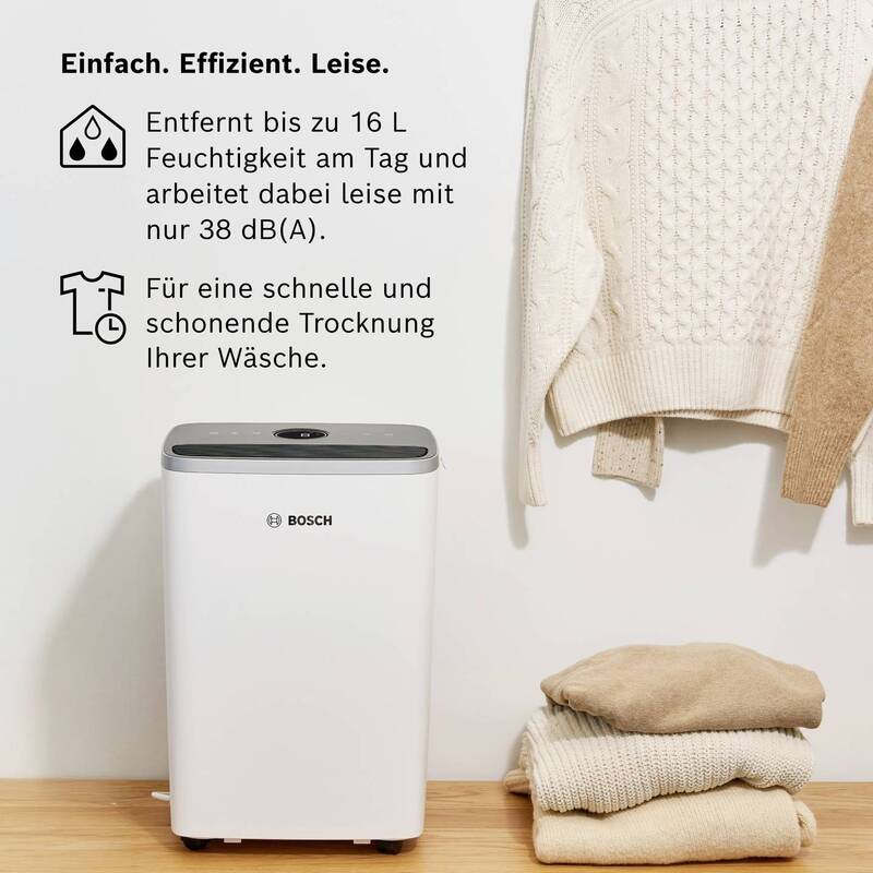 Bosch Luftentfeuchter Dry 4000 Heizgerät Handtuchheizkörper 2,5l 75m² 40dB weiß - 4069143047774