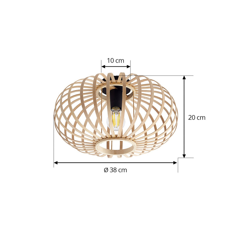Lindby Deckenleuchte Lielle LED Lampe Hängelampe dimmbar Bambus natur Ø38cm - 4251911793222