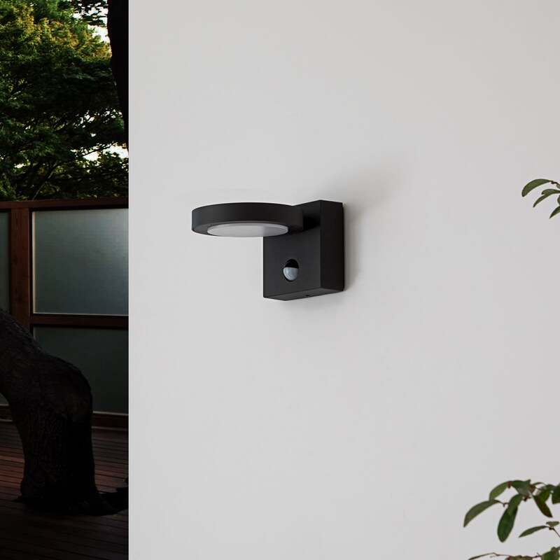Lucande Außenlampe Wandleuchte Belna LED Gartenlampe mit Sensor dunkelgrau IP54 - 4251911702576