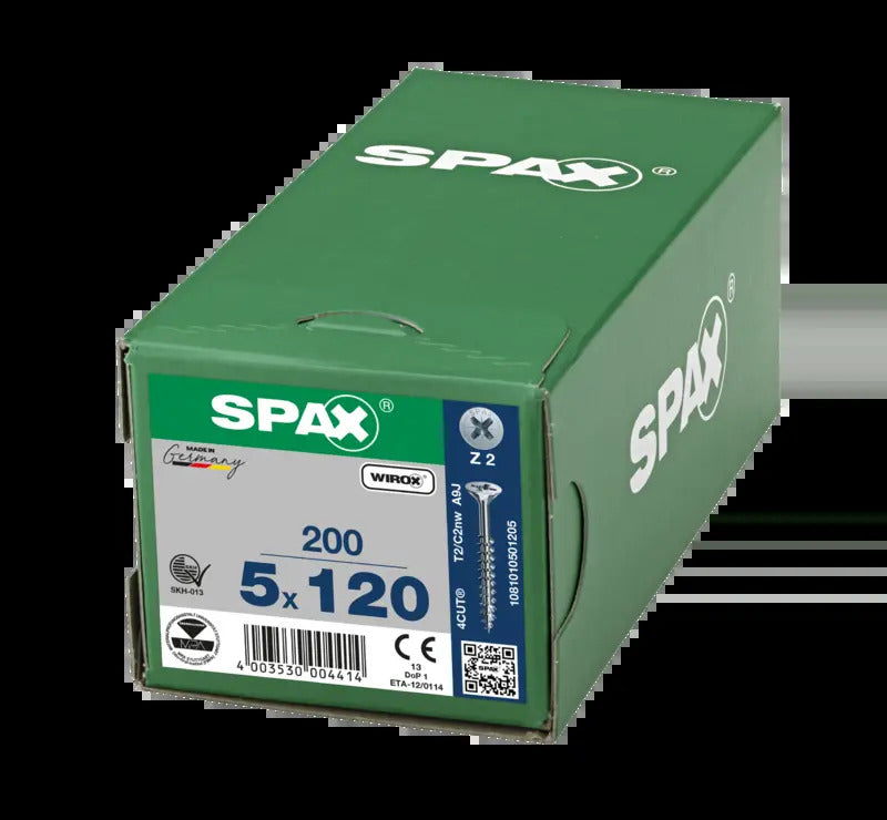 SPAX Universalschraube Holzschraube Senkkopf Teilgewinde 5x120mm WIROX 200 Stück - 4003530004414
