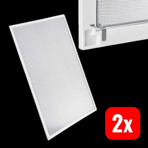 2x B-Ware Fliegengitter Insektenschutz Aluminiumrahmen 100x120cm weiß für Fenster