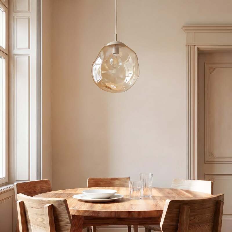TK-Lighting Hängeleuchte Lava LED Pendelleuchte dimmbar sand grau Ø35cm E27 - 5906135113255