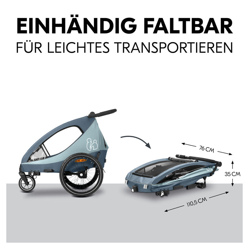 Hauck Dryk Duo Plus Fahrradanhänger Buggy Dunkelblau für 1-2 Kinder - 4007923515075