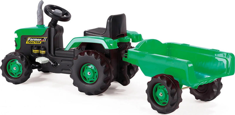 DOLU Trettraktor mit Anhänger 8053 grün schwarz für Kinder ab 3 Jahren - 8690089080530