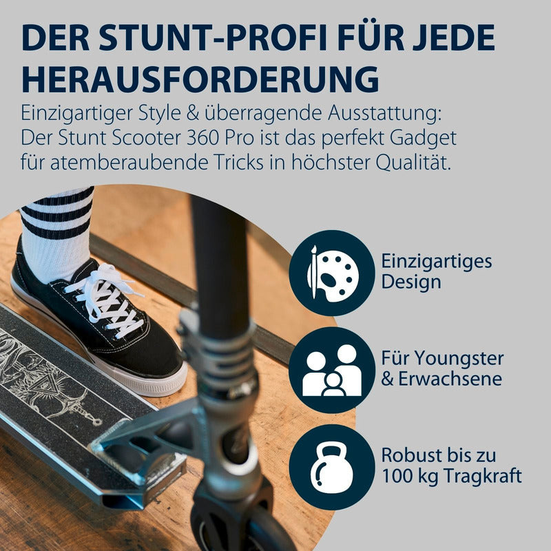 HUDORA Stunt Scooter 360 Pro anthrazit Aluminium 100 kg max. Nutzergewicht - 4005998857526