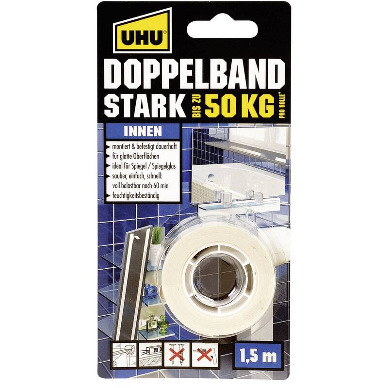 UHU Doppelseitiges Klebeband hohe Klebkraft 1,5m x 19mm für Dekorationen 1 St. - 4026700468557