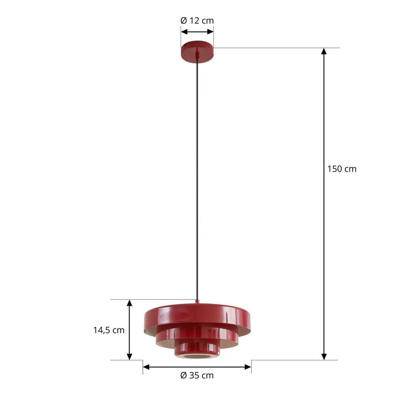 Lindby Hängeleuchte Pendelleuchte Lampe rot Metall E27 Durchmesser 35cm - 4255830903588
