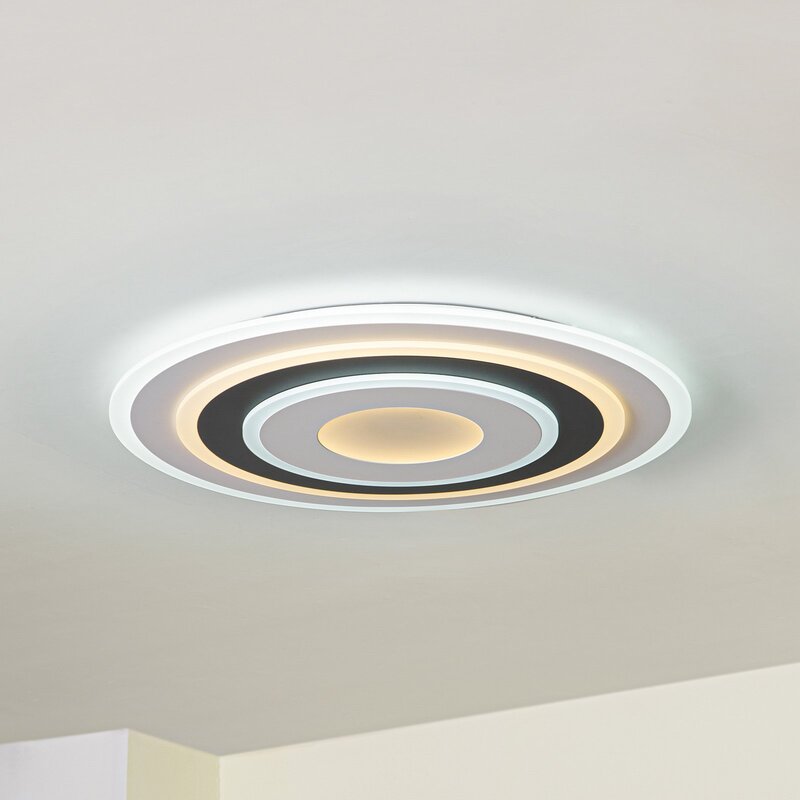 Lindby Deckenleuchte Deckenlampe LED Rebeka rund weiss schwarz Acryl Metall - 4255830903038