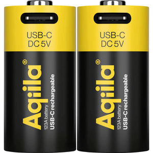 B-Ware Aqiila Akku CR123A Li-Ion 3V 750mAh wiederaufladbar 2er Set mit Schutzschaltung