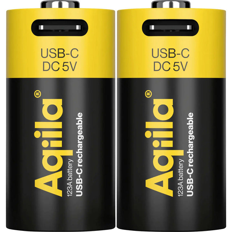 Aqiila Akku CR123A Li-Ion 3V 750mAh wiederaufladbar 2er Set mit Schutzschaltung - 8716778936381