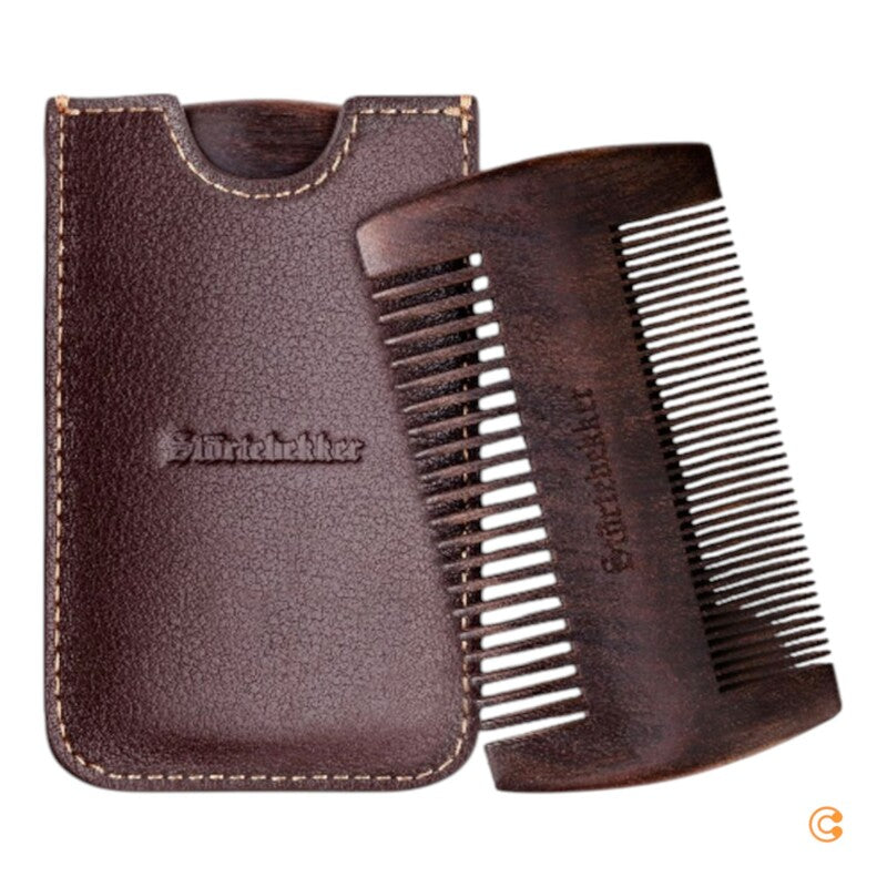 Störtebekker Bartkamm Kamm Herrenkamm Sandelholz Leder-Etui zwei Zahnungen Br536 - 4260554490160