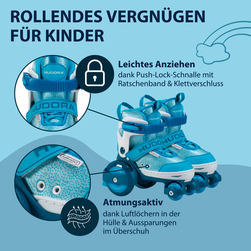 HUDORA Rollschuh My First Quad cyan für Kinder Gr. 26-29 verstellbar - 4005998220719