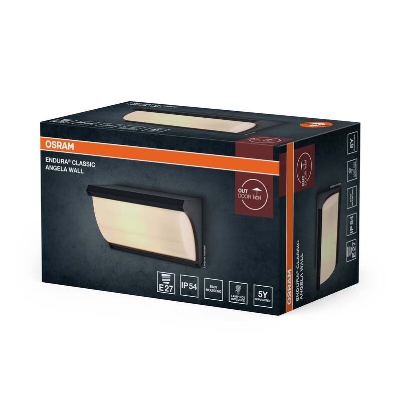 OSRAM Wandleuchte Außen Angela E27 IP54 Gartenleuchte Lampe dunkelgrau robust - 4099854415593