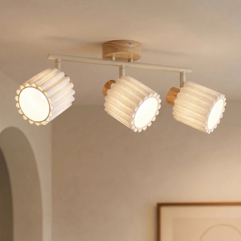 Lindby Deckenstrahler Shiloh LED dimmbar 3-flammig Holz beige 52x24,5cm - 0000010052834