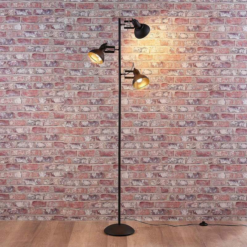 Lindby Stehleuchte Lilly LED Stehlampe Lampe schwarz gold 170cm 3-flammig - 4251096532678