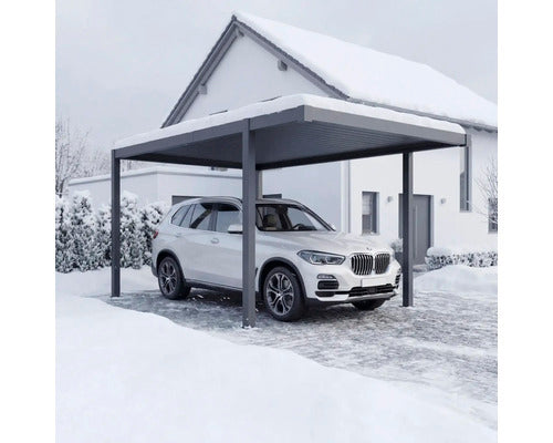 Konsta Einzelcarport Aluminium Flachdach anthrazit 300x500cm mit Stahlpfosten - 4306516776993