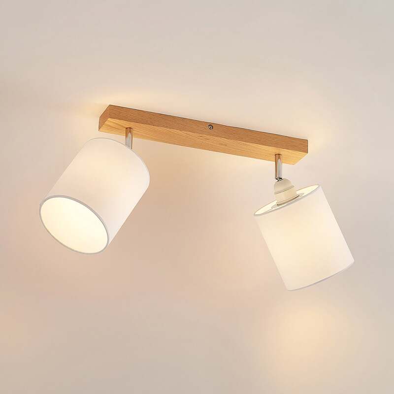 Lindby Deckenstrahler Strahler Imarin LED 2-flammig dimmbar Eiche weiß 41x13cm - 4251911728927