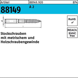 4x B-Ware Stockschraube Schraube Gewinde Edelstahl A2 blank 10 mm 100 mm 100 STÜCK