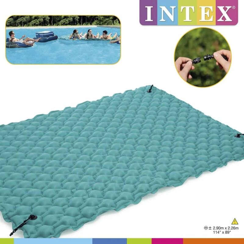 Intex Inflatable 2.90x2.26m Vinyl Giant Floating Pool/Beach Swimming Mat Blue - 6941057407449