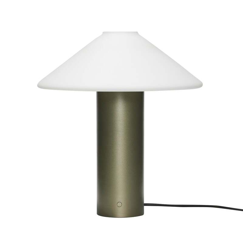 Hübsch Tischleuchte Lampe Orbit Dunkelgrün Weiß Eisen Glas Schalter Dimmbar - 5712772134153
