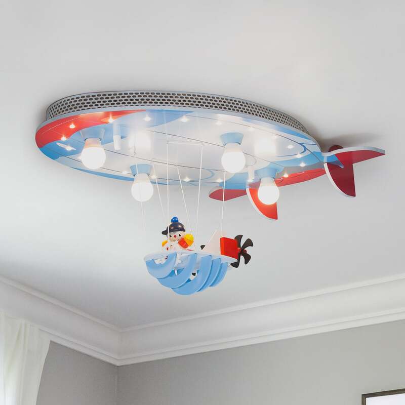 ELOBRA Deckenleuchte Luftschiff Joe LED Hängelampe Lampe dimmbar blau-rot - 4019698136133