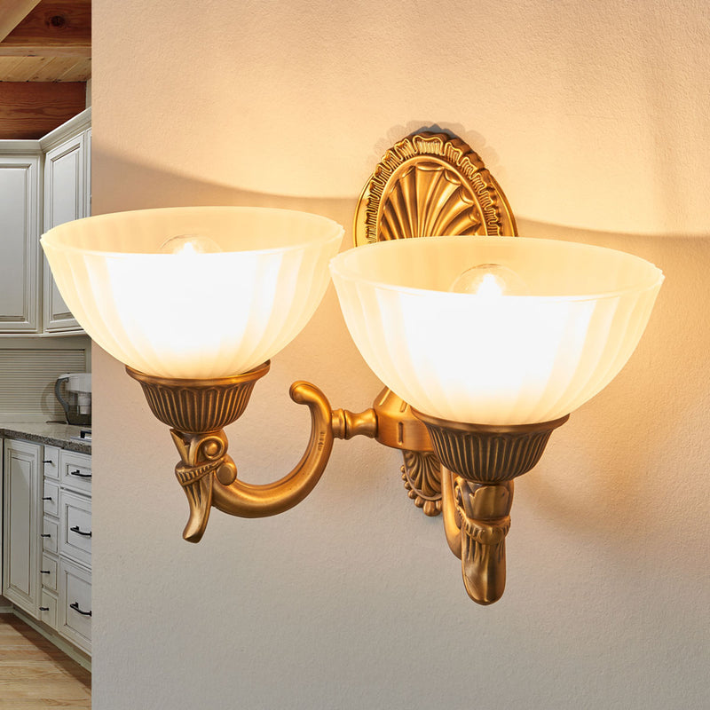 Orion Wandleuchte Rocca 2-flammig LED dimmbar bronze weiß Metall Glas 36,5cm - 9003090217274